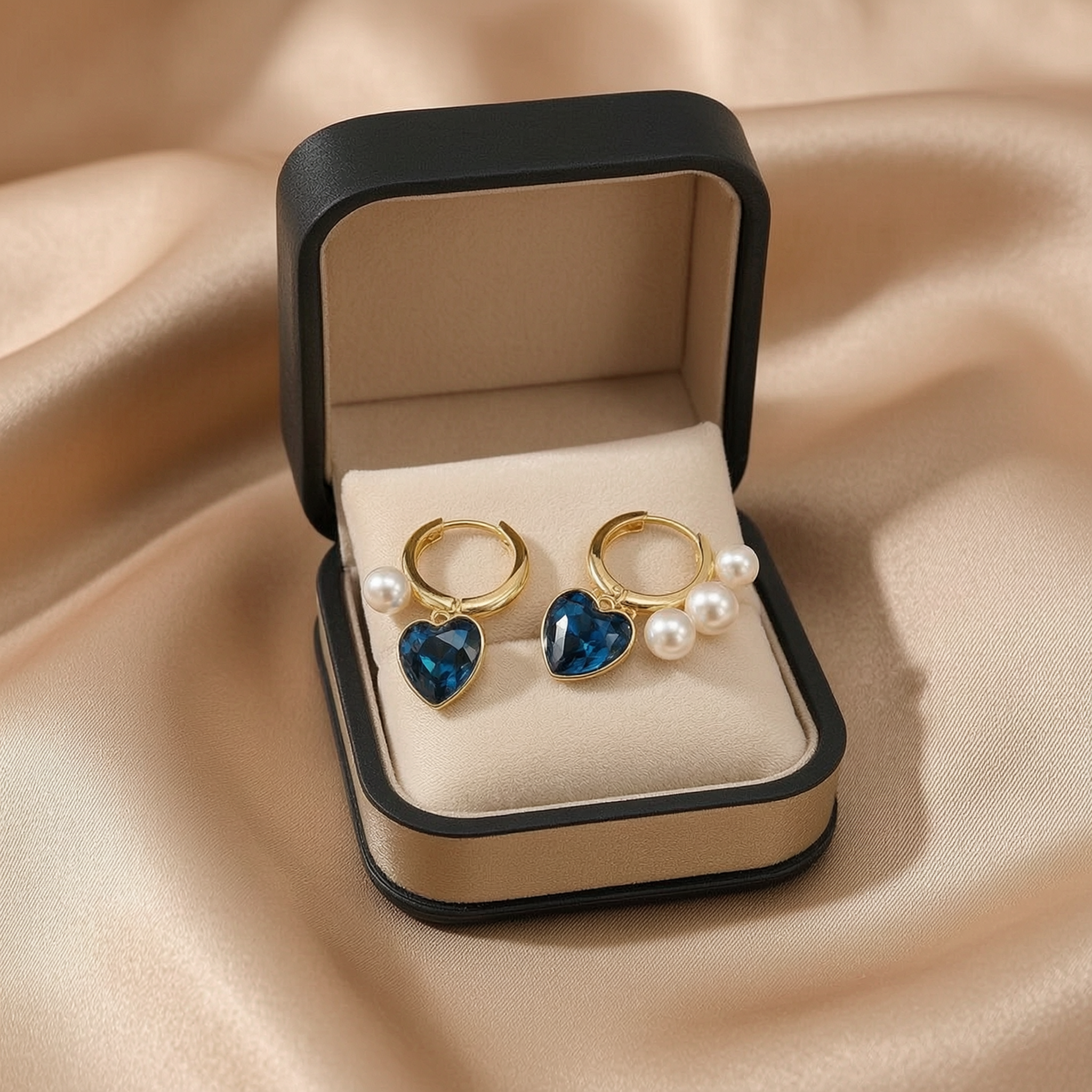 Pearl Heart Swarovski Earrings – 18k Gold Plated