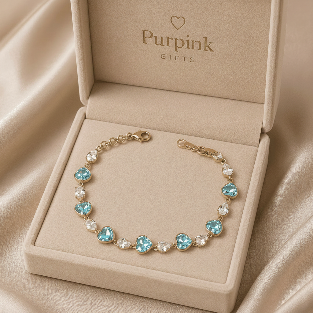 The Tessa Bracelet – 18k Gold Plated – Aqua