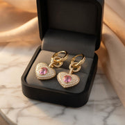 Heart Drop Swarovski Earrings – 18k Gold Plated