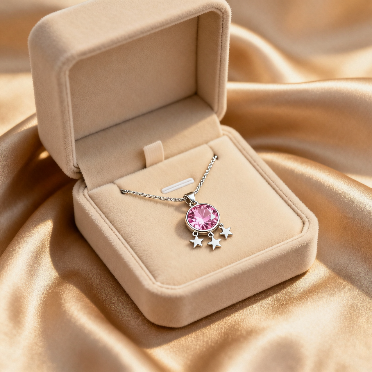 The Nova Necklace: Rhodium-plated star circle