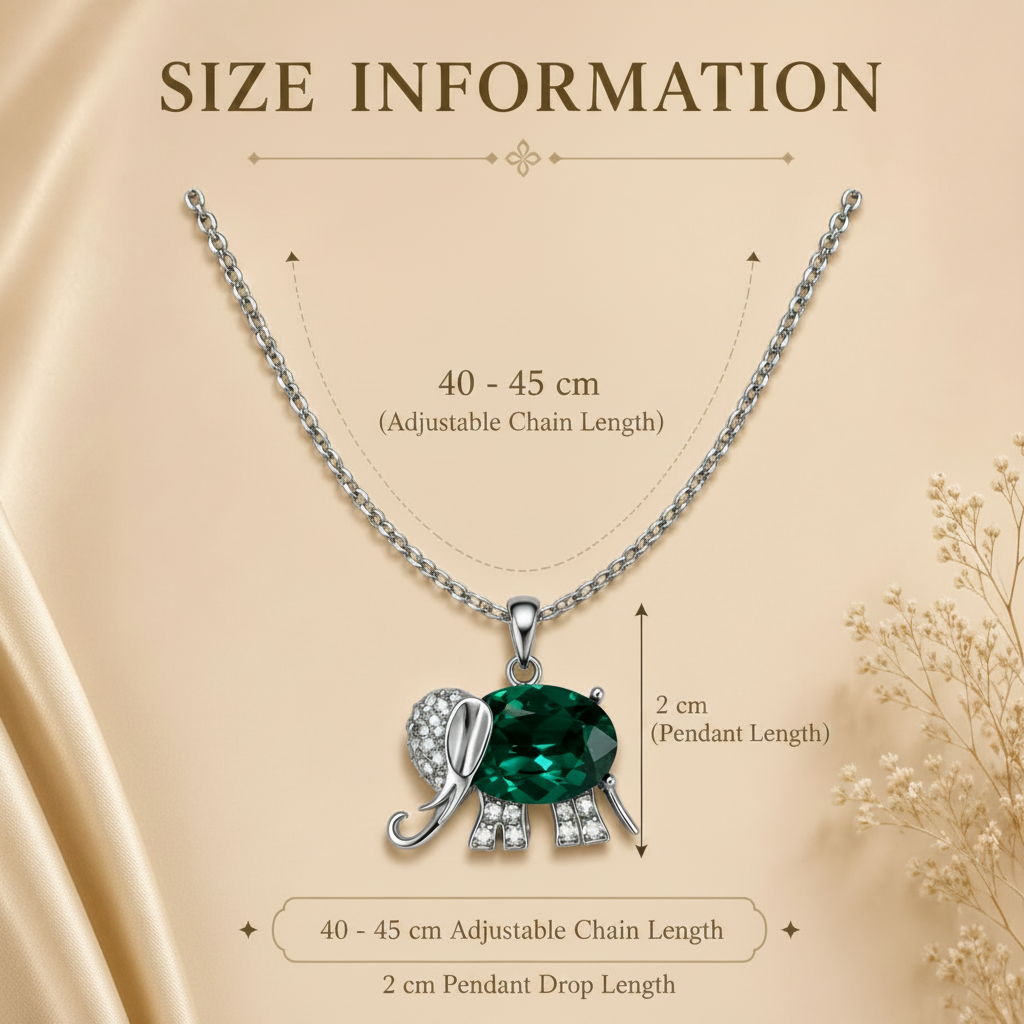 The Elara Necklace: Rhodium-Plated Elephant