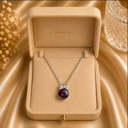 The Cleo Necklace Rhodium Plated Bow Stone