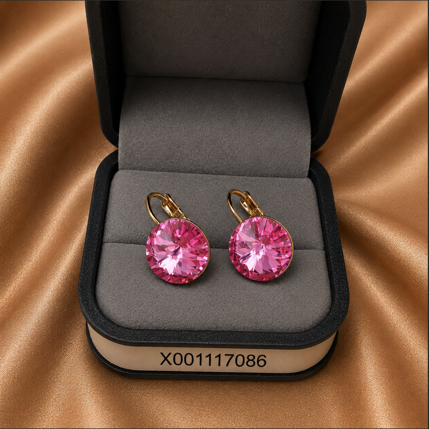 Round Swarovski Drop Earrings – 18k Gold Plated