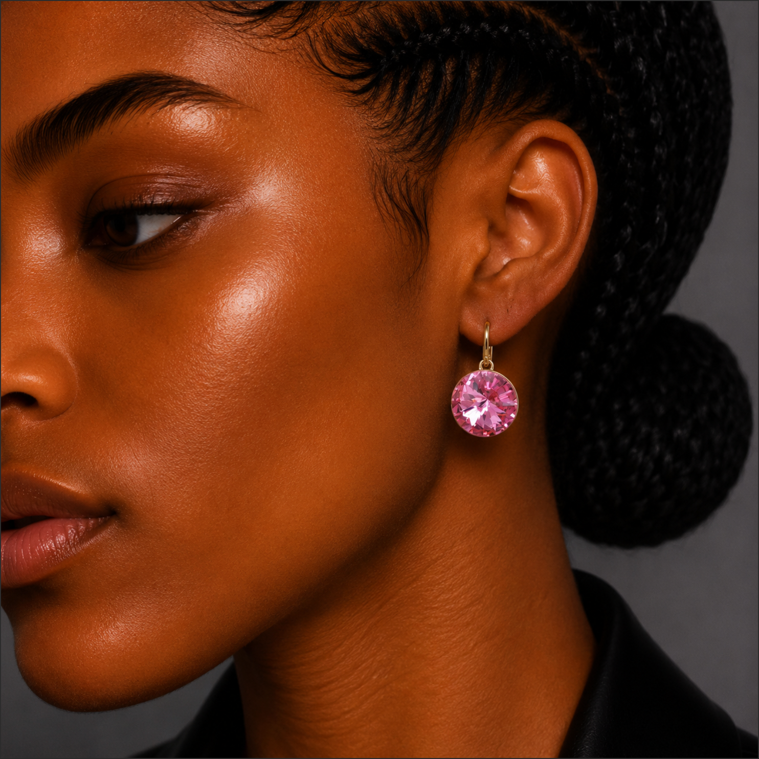 Round Swarovski Drop Earrings – 18k Gold Plated