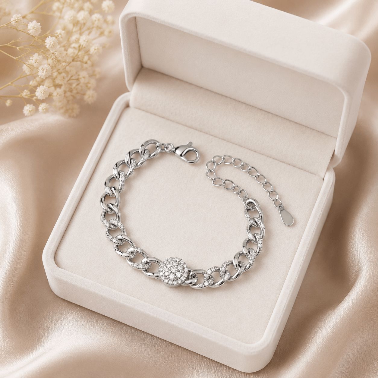 The Lily Bracelet – Rhodium Plated – Clear