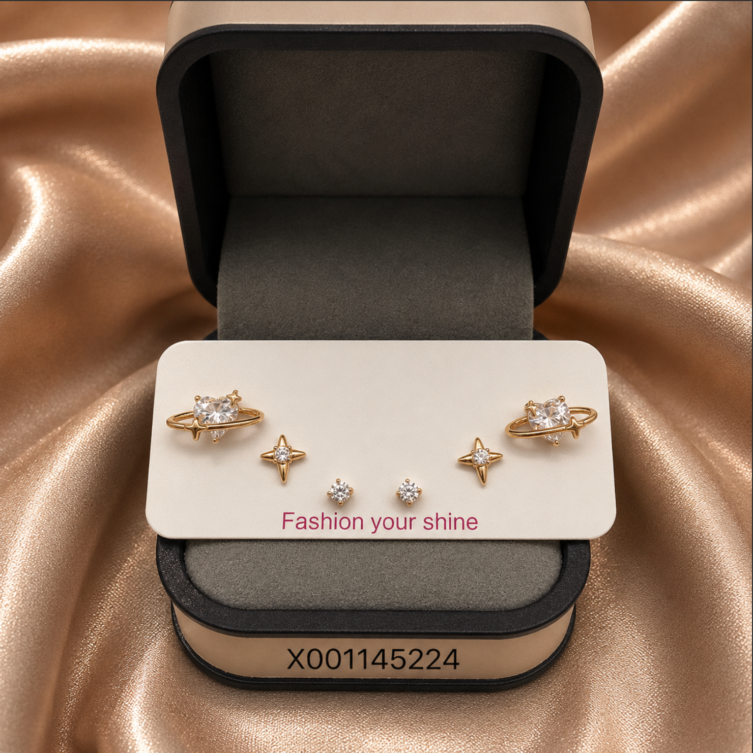 Celestial Crystal Trio Earring Set – Gold Plated