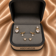 Crystal Trio Earring Set – Bow, Ribbon & Heart