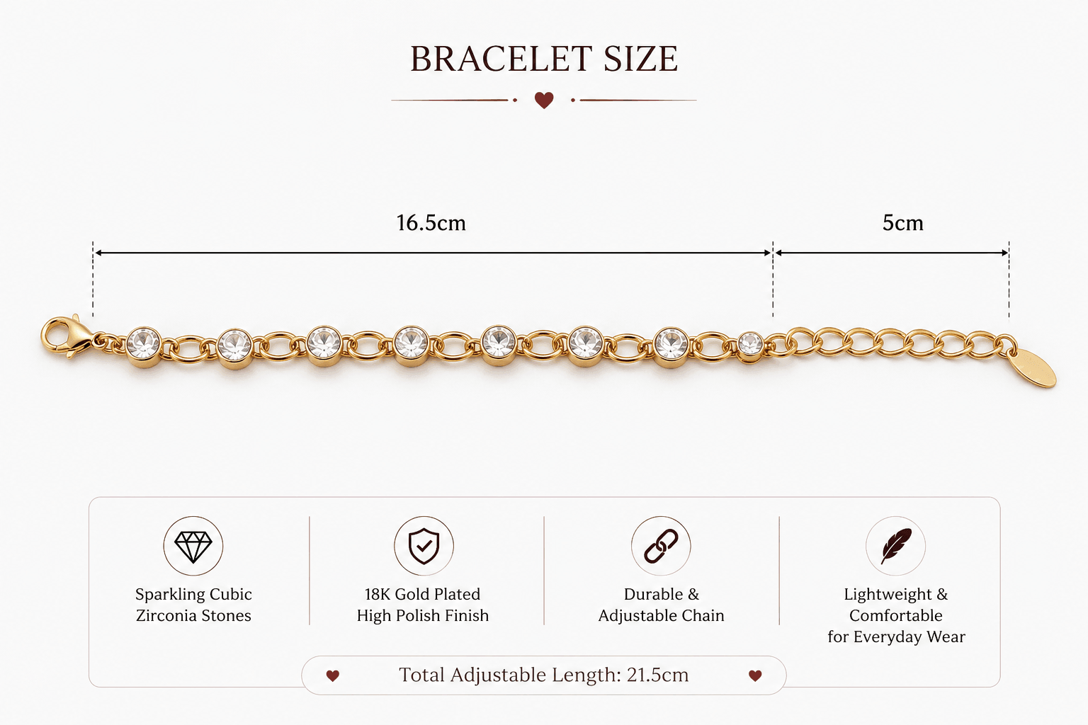 The Zoe Bracelet – 18k Gold Plated – Clear