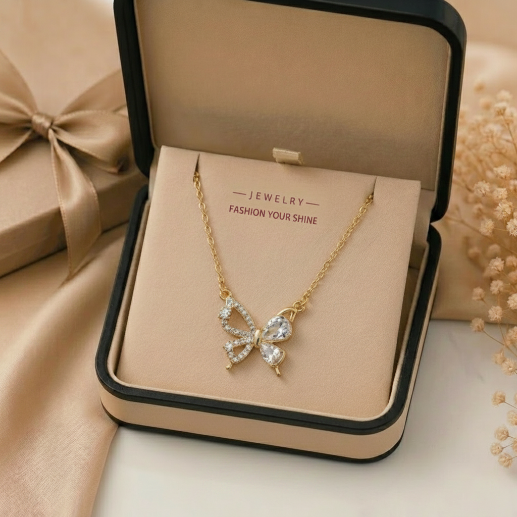 Lumina Butterfly Station Pendant – Crystal Butterfly Necklace