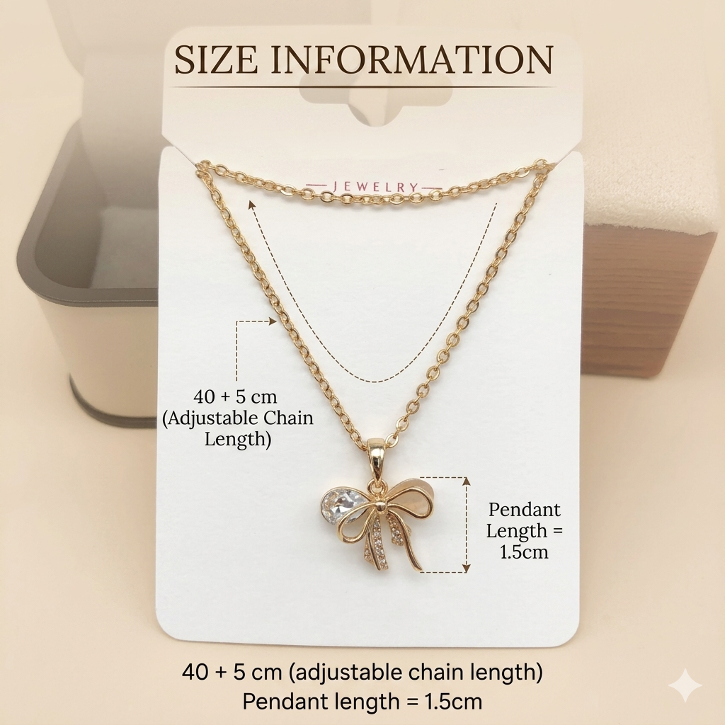 The Juliette Petite Bow Necklace – Gold-Tone Crystal Bow Pendant