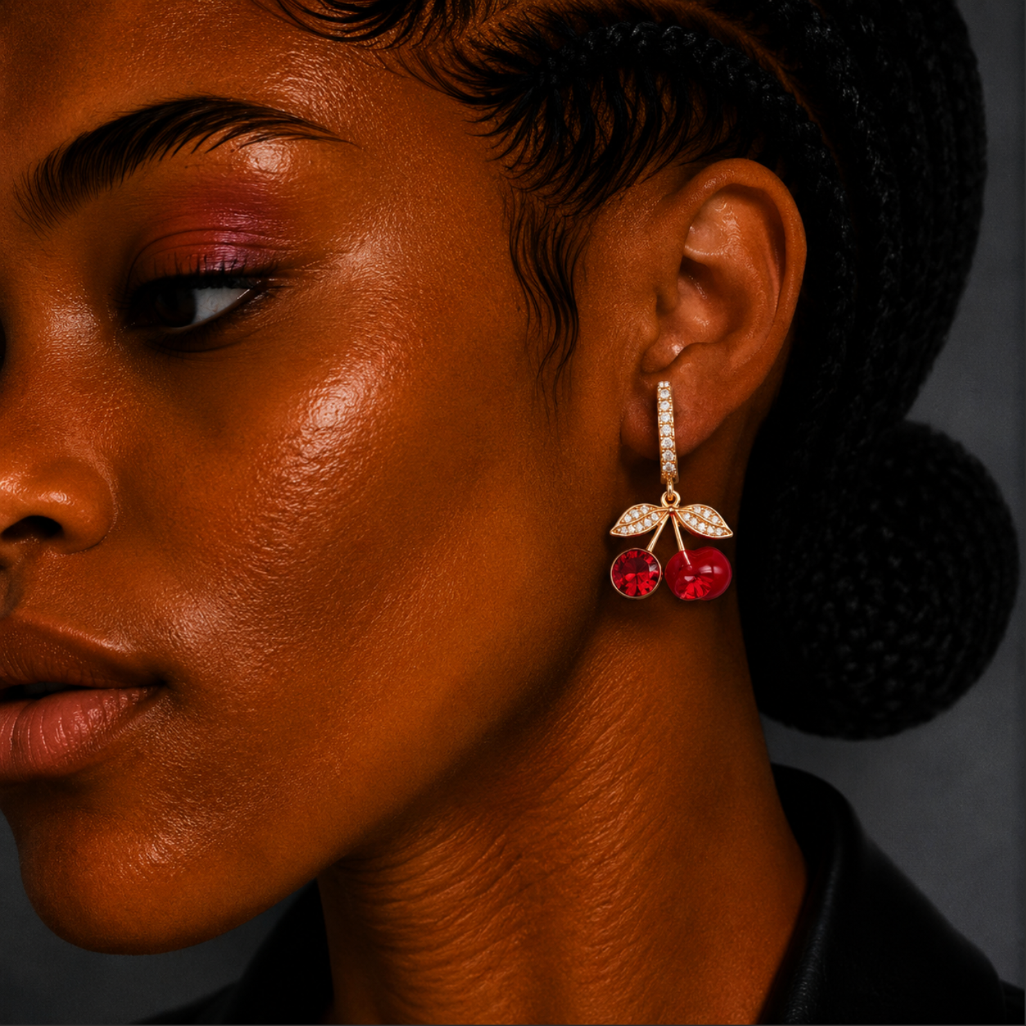 Cherry Pavé Drop Earrings – Gold Plated