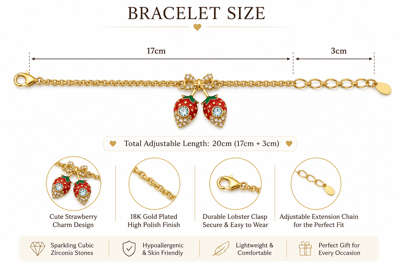 The Beth Bracelet – 14k Gold Plated – Charm