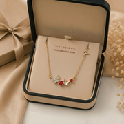 Enchanted Butterfly Station Necklace – Gold Tone Asymmetrical Crystal Charm Necklace