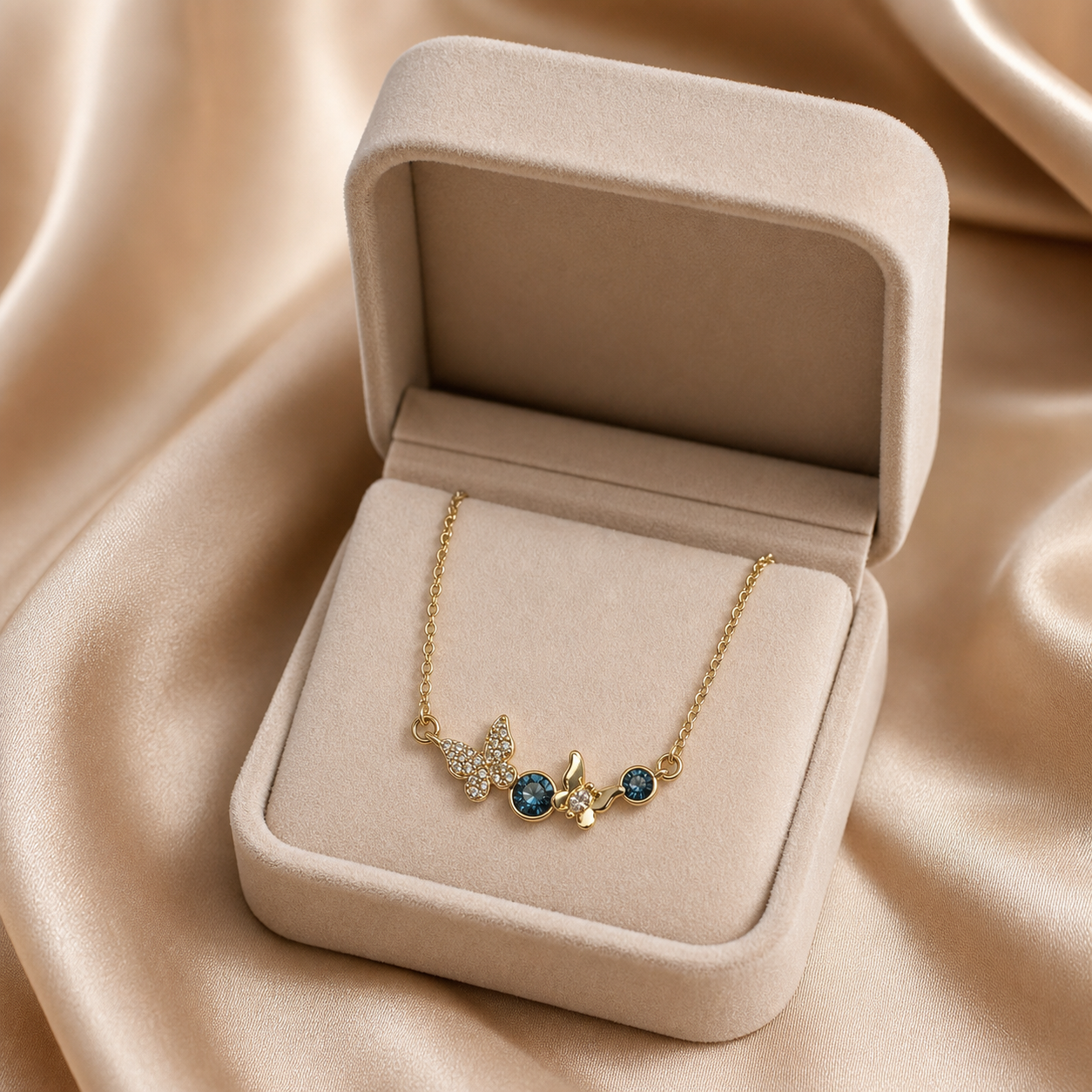 The Zara Necklace – 14k Gold Plated – Butterfly Charms