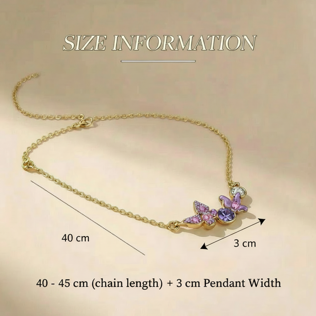 Enchanted Butterfly Station Necklace – Gold Tone Asymmetrical Crystal Charm Necklace