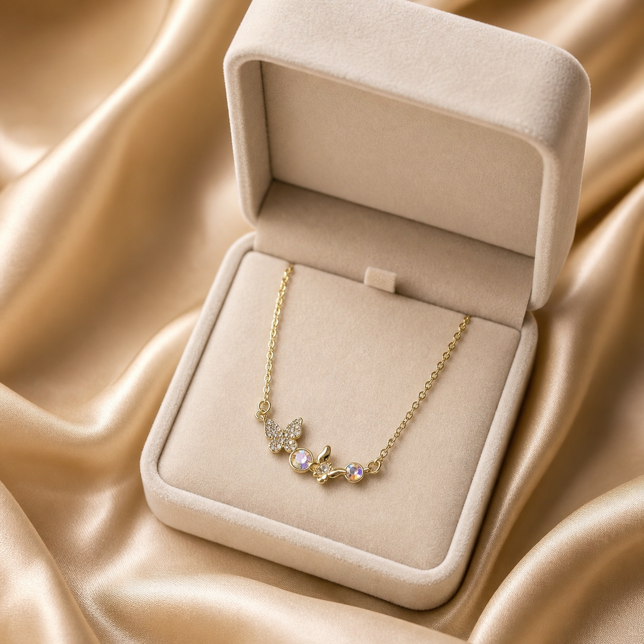 The Zara Necklace – 14k Gold Plated – Butterfly Charms
