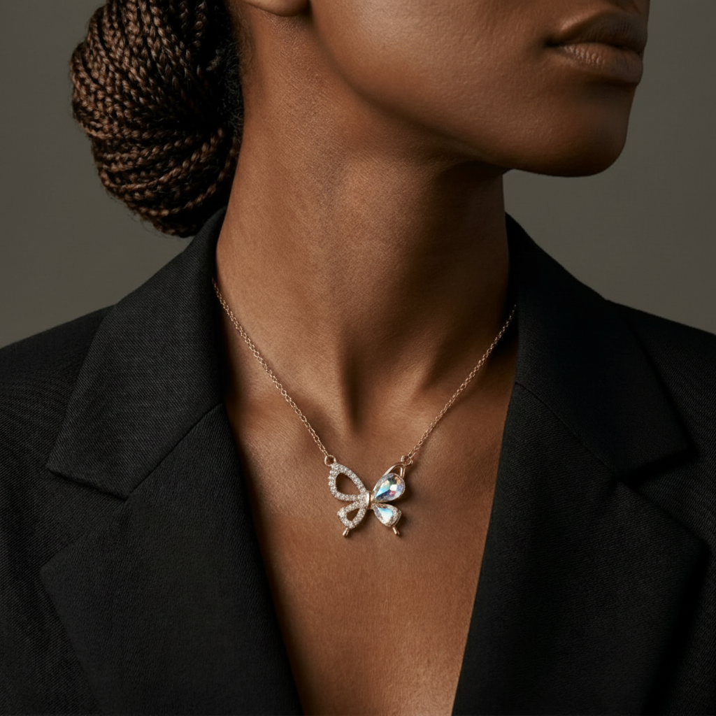 Lumina Butterfly Station Pendant – Crystal Butterfly Necklace