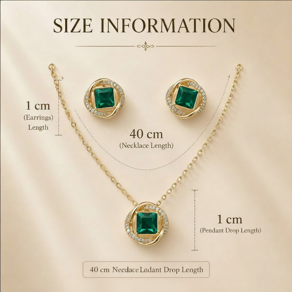 The Gemma Jewellery Set – 18k Gold Plated – Square Crystal