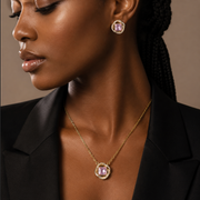 The Gemma Jewellery Set – 14k Gold Plated – Square Crystal