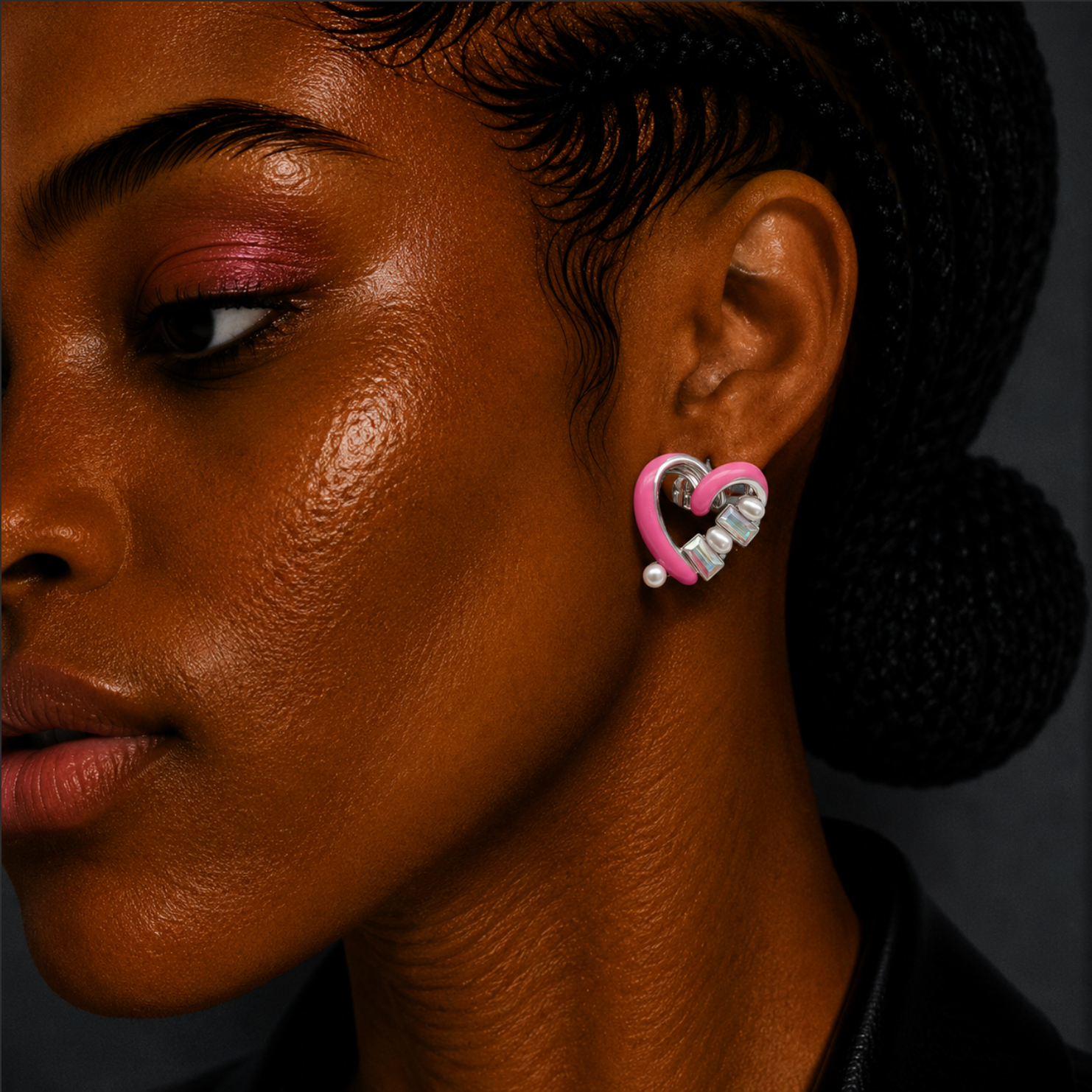 Heart Enamel Crystal Earrings – Rhodium Plated