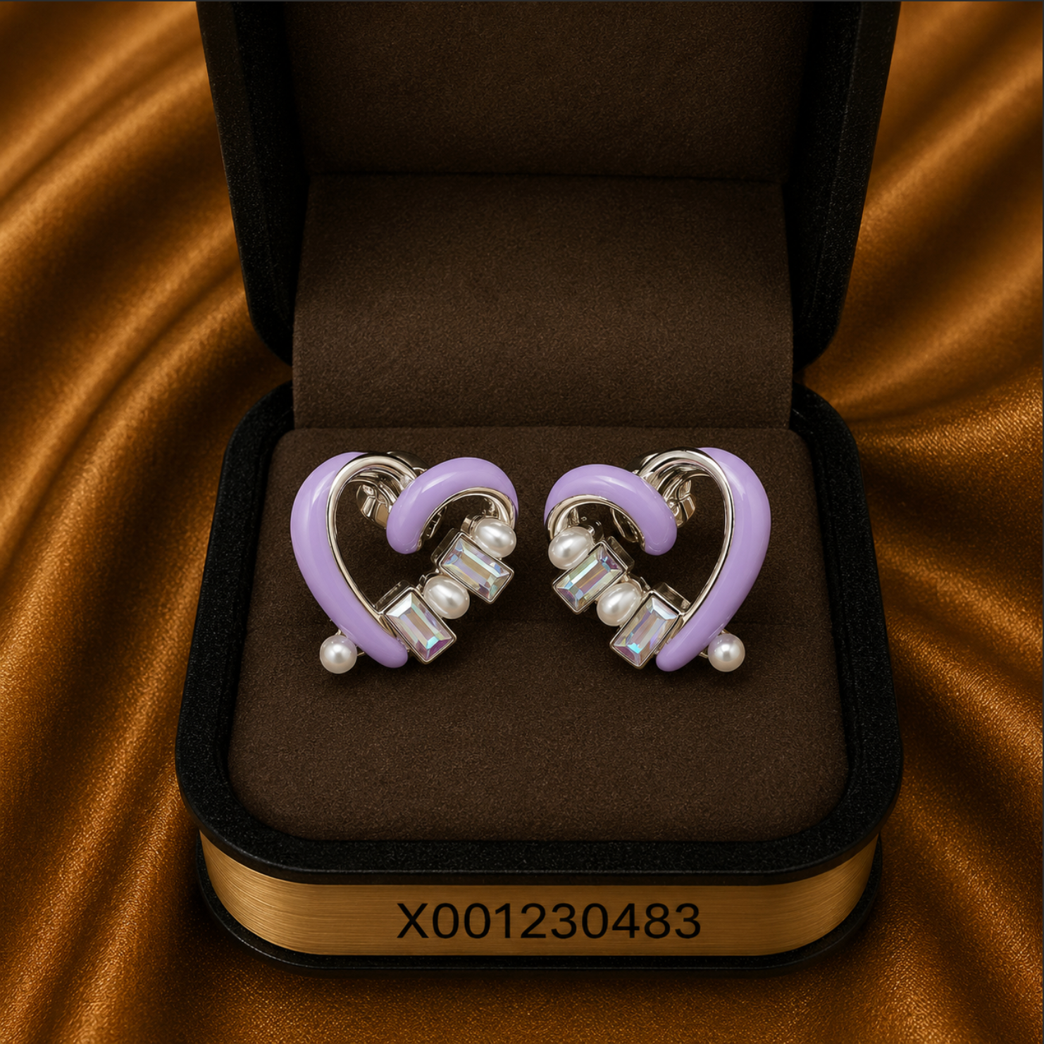 Heart Enamel Crystal Earrings – Rhodium Plated