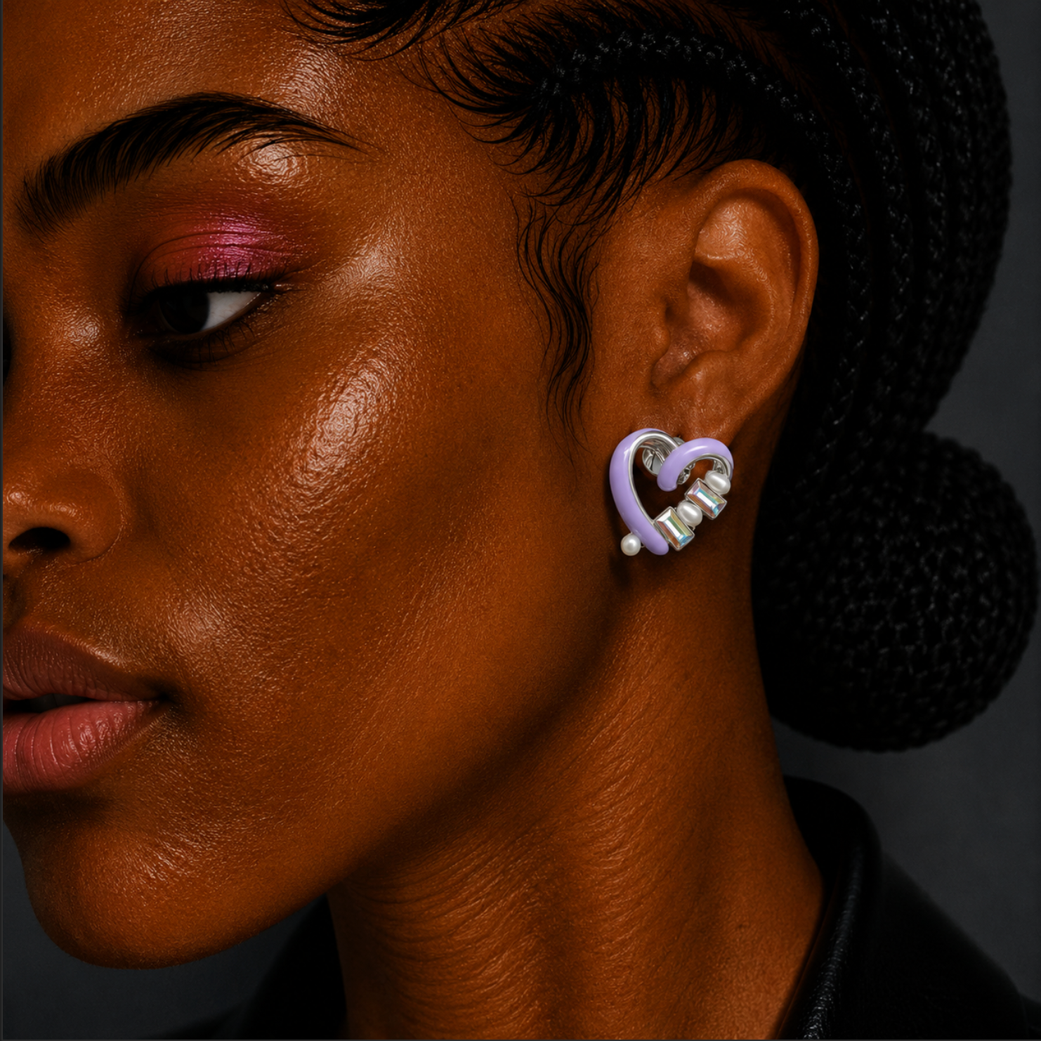Heart Enamel Crystal Earrings – Rhodium Plated