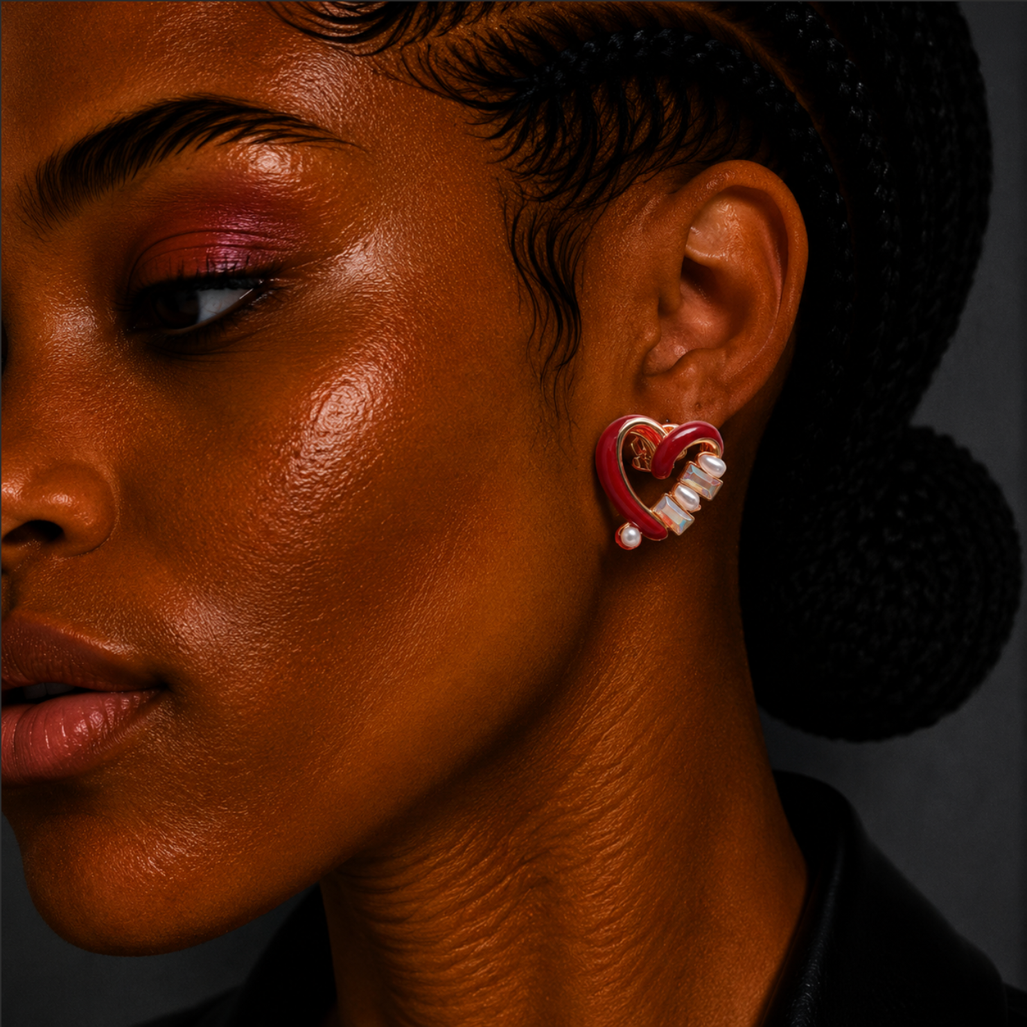 Heart Enamel Crystal Earrings – Rhodium Plated