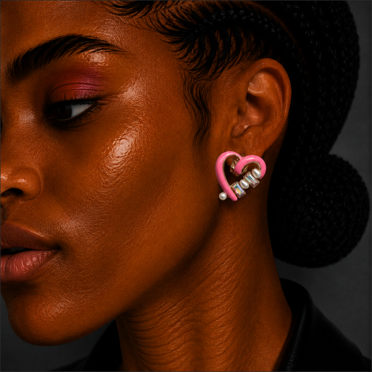 Heart Enamel Crystal Earrings – Rhodium Plated
