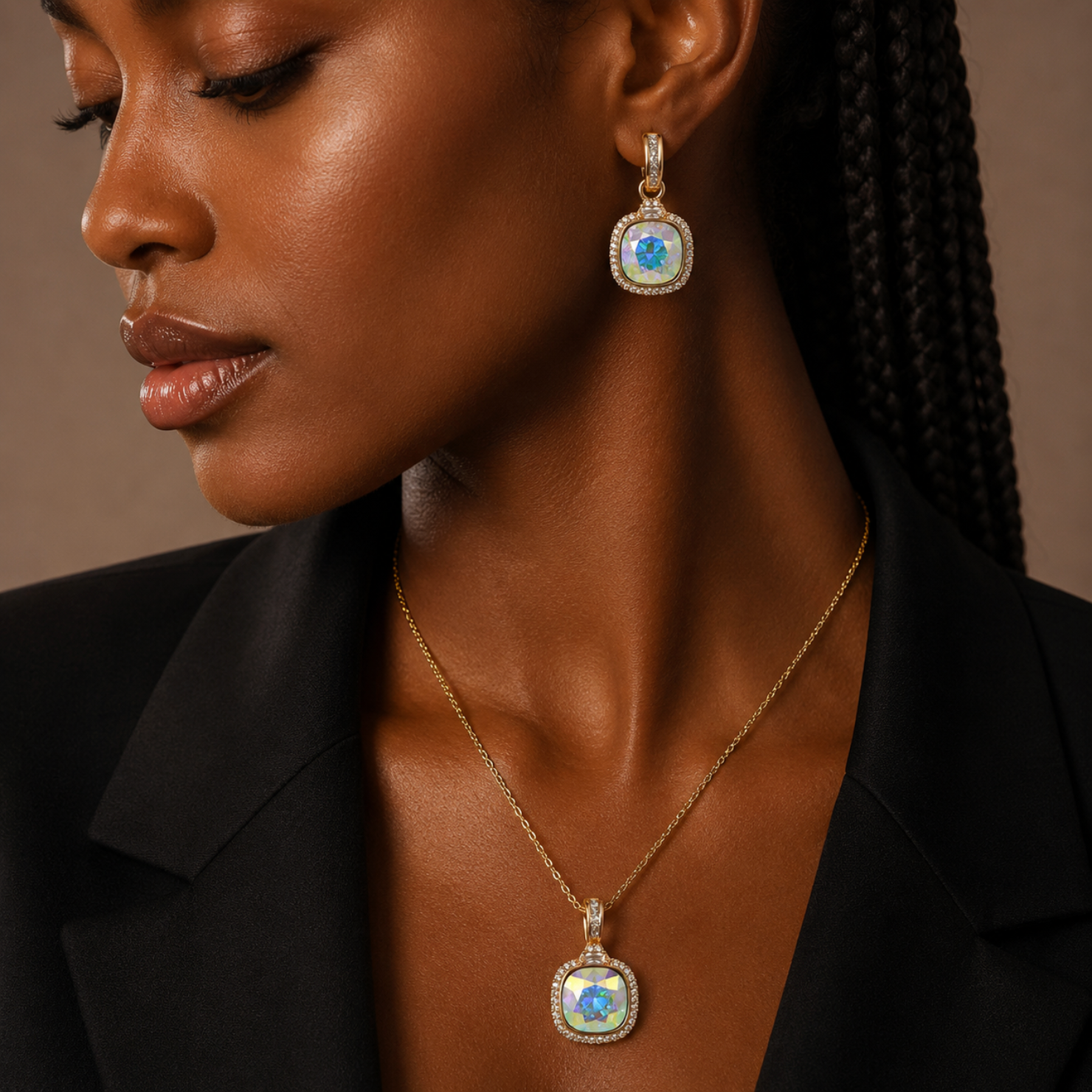 The Halo Jewellery Set – 18k Gold Plated – Swarovski