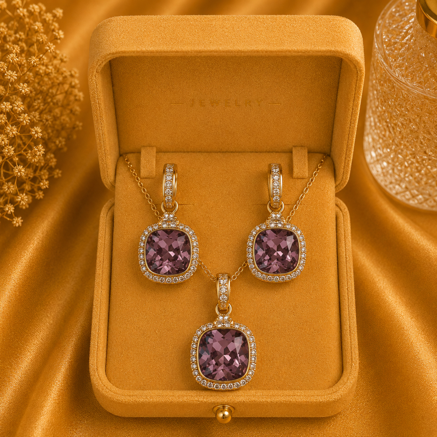 The Halo Jewellery Set – 18k Gold Plated – Swarovski