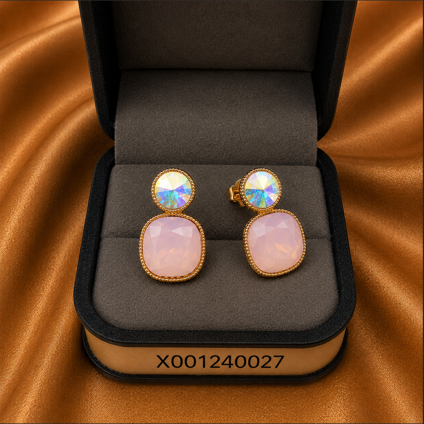 Dual Stone Aurora Drop Earrings – Gold Plated