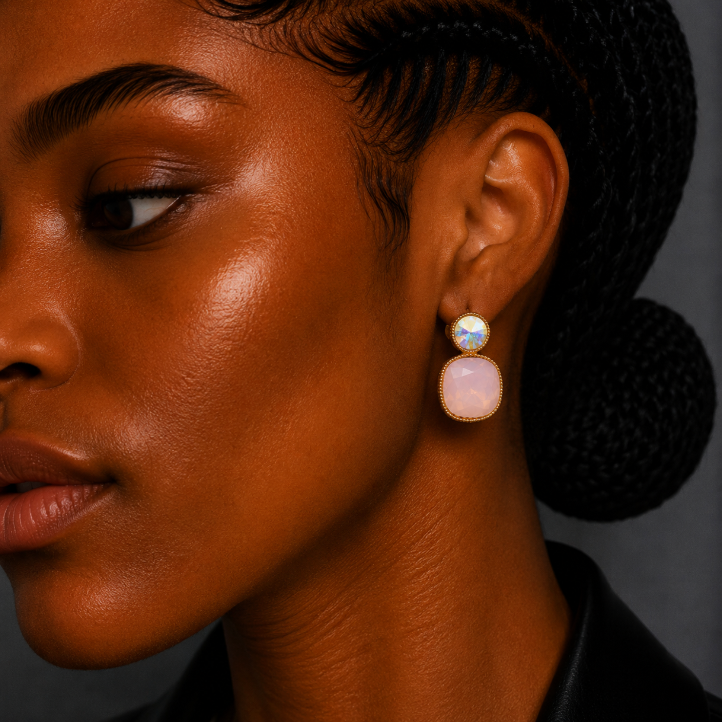 Dual Stone Aurora Drop Earrings – Gold Plated