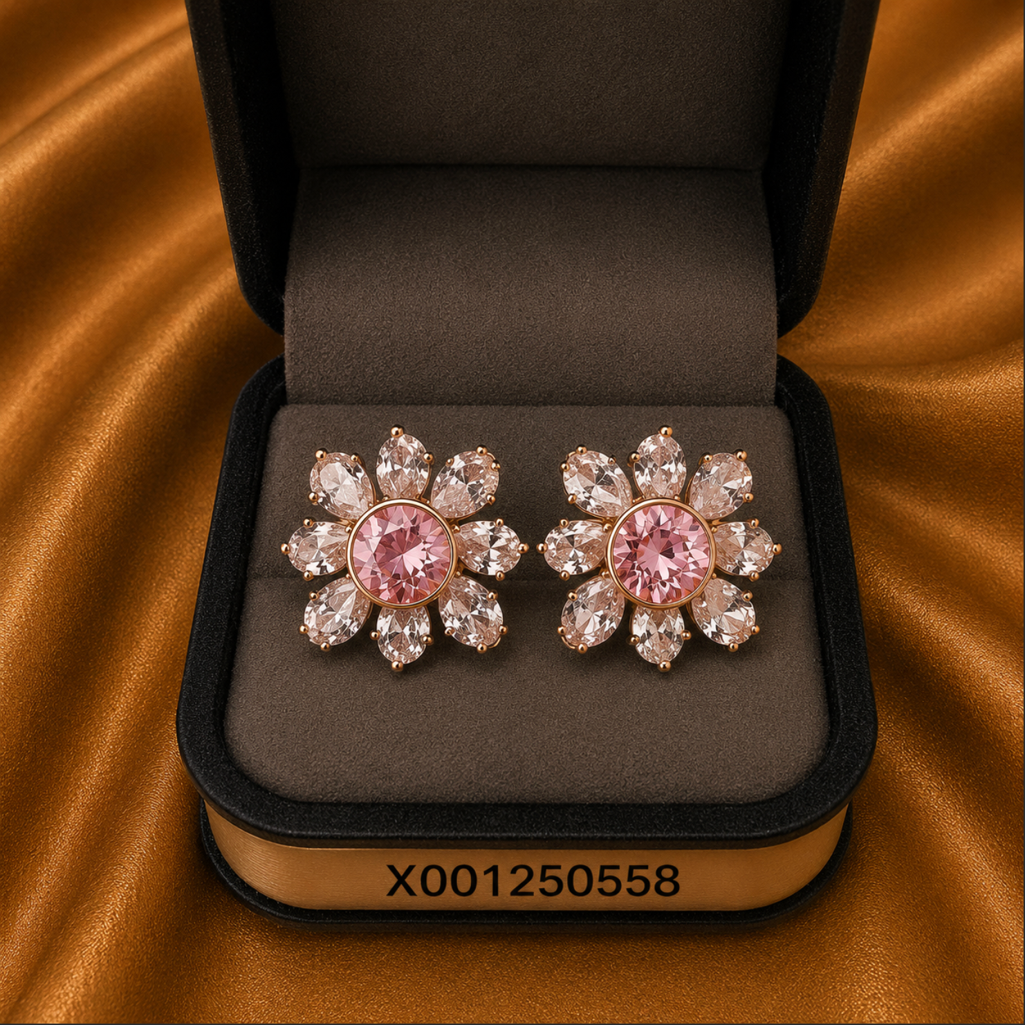 Floral Cluster Crystal Earrings – Rhodium Plated