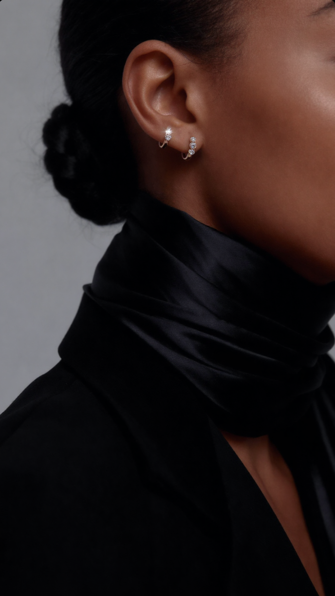 Rose Gold-Plated Crystal Huggie Hoop Earrings – Swarovski® Crystal Accents