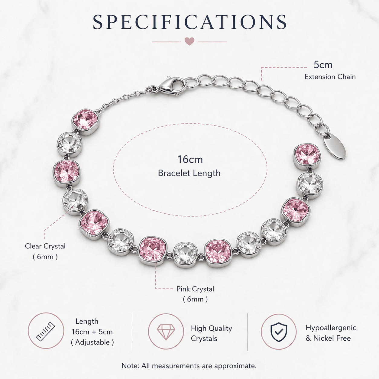 The Elise Bracelet – Rhodium Plated