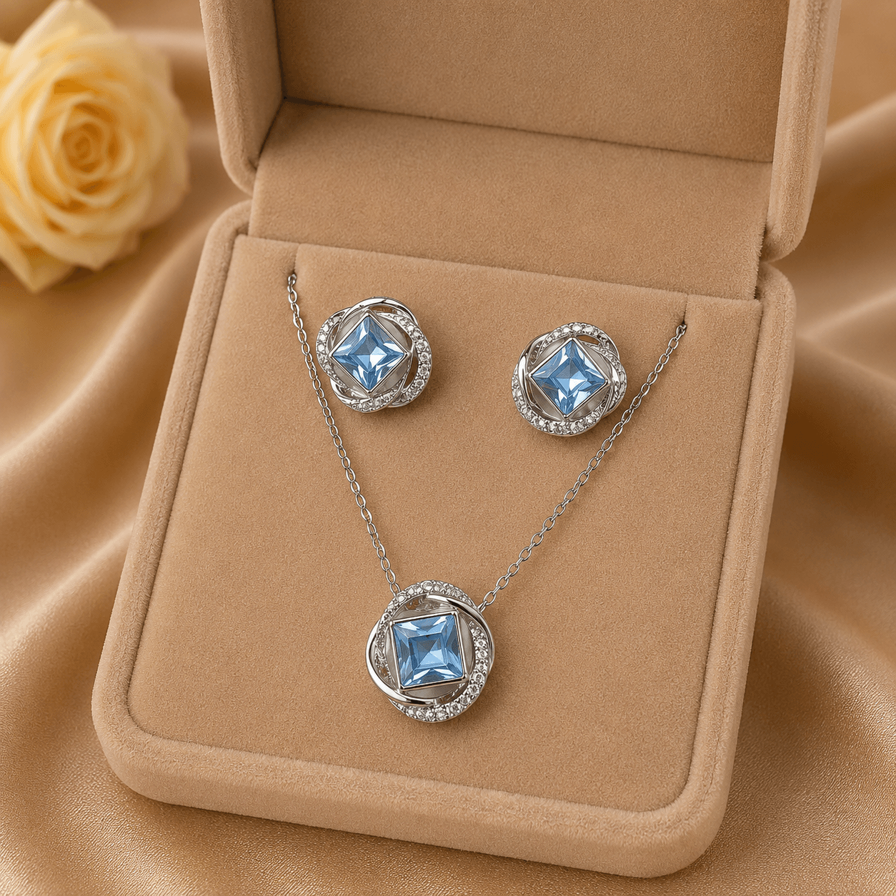 The Gia Jewellery Set – Rhodium-Plated Swarovski® Crystal Set