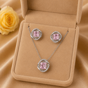 The Gia Jewellery Set – 14k Gold Plated – Square Crystal