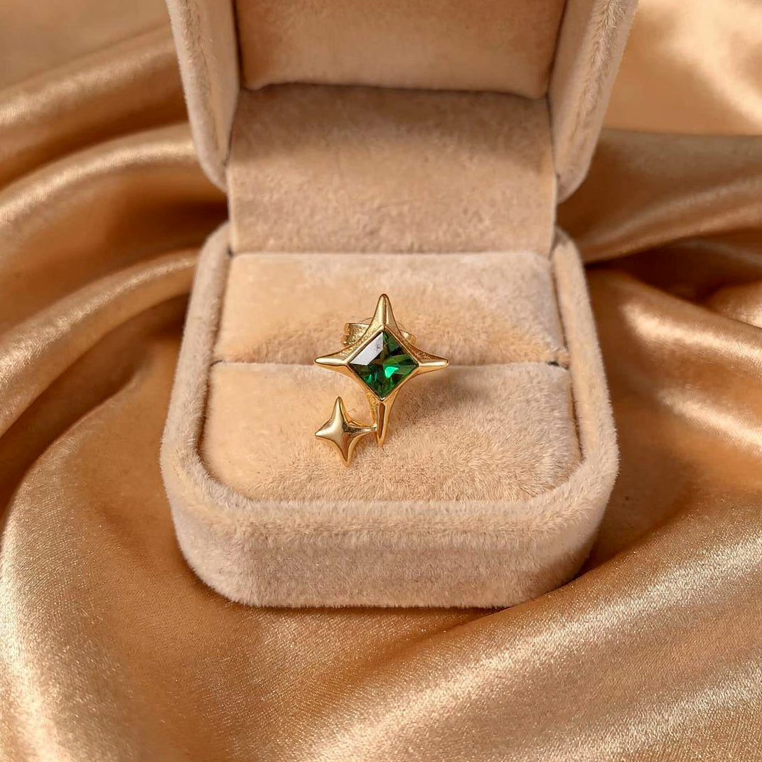 Starburst Crystal Stud Earrings – 18k Gold Plated