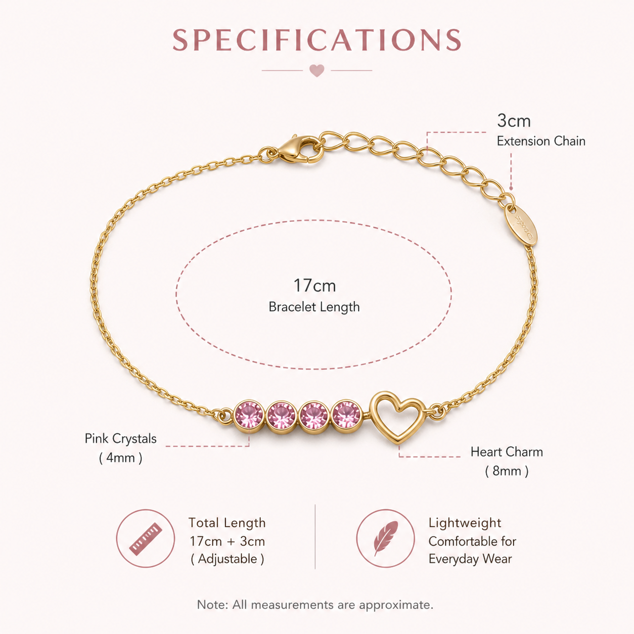 The Katie Bracelet – 18k Gold Plated - meausurement
