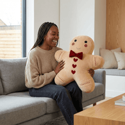 Gingerbread Man Plush Cushion – Large Festive Decor Pillow