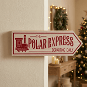 Polar Express Wooden Direction Plaque – Decorative Christmas Sign