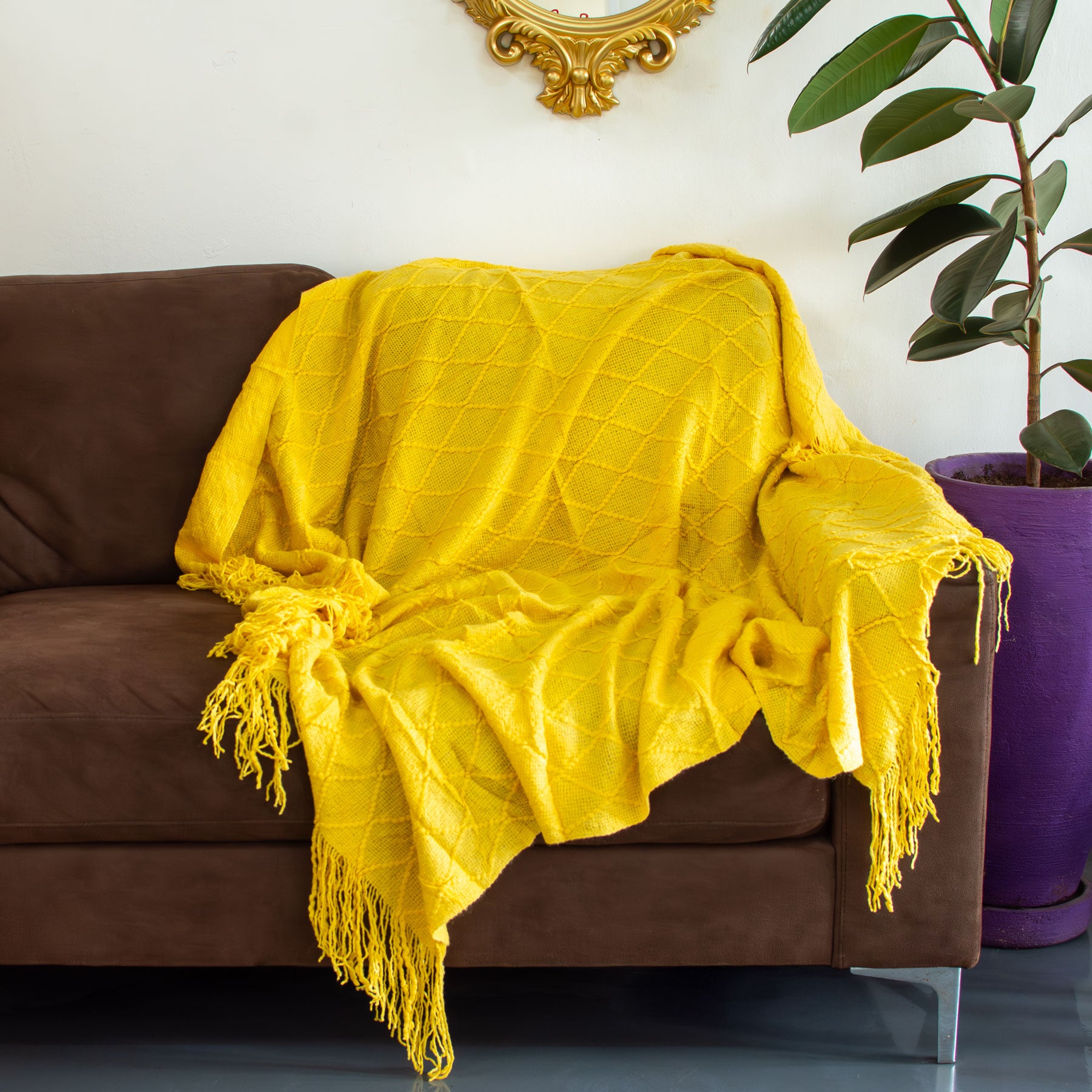 Golden Solace Knit Blanket
