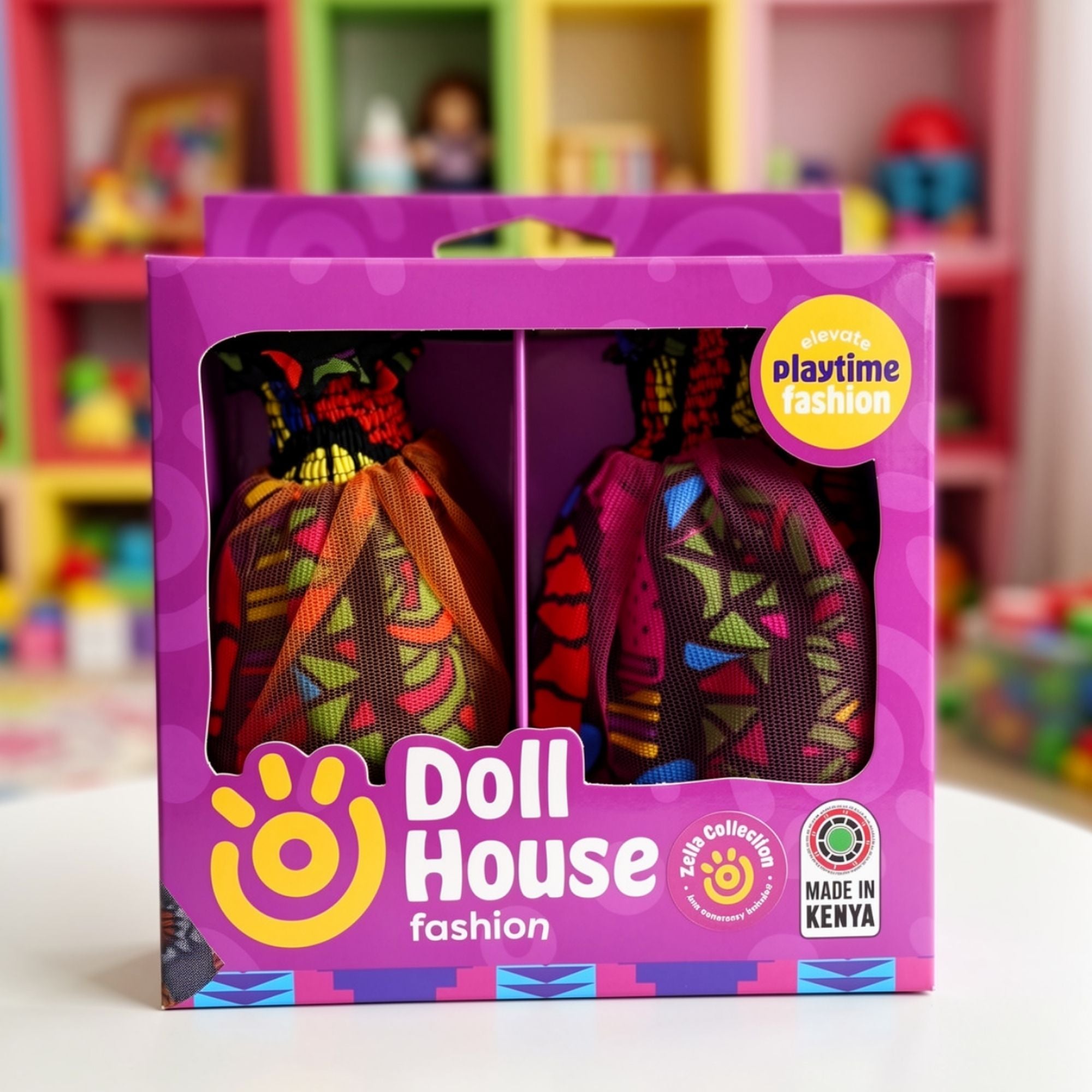 Zella Cotton African Print Doll Dress & Accessories – 11.5-Inch Kids Doll Outfit
