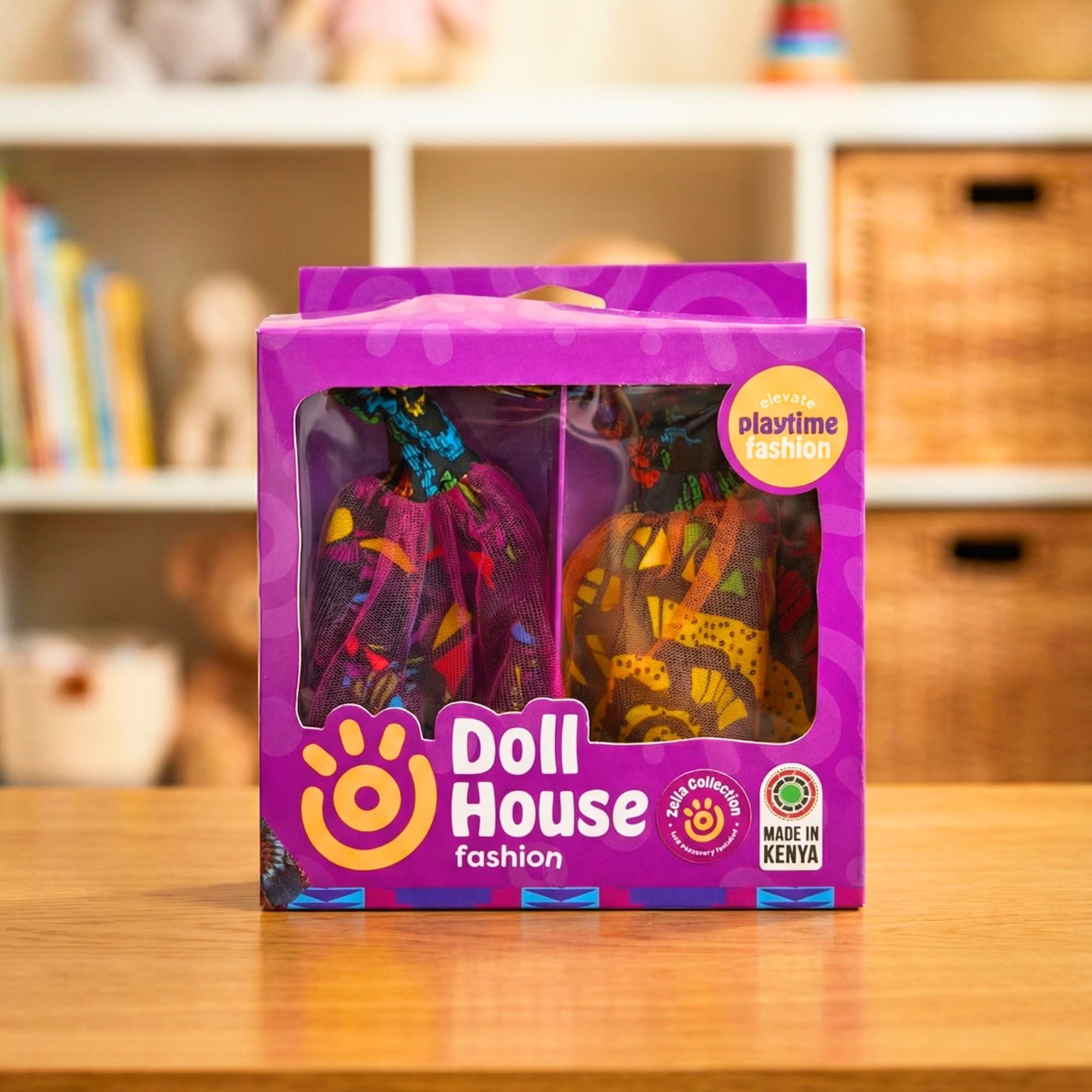 Zella Cotton African Print Doll Dress & Accessories – 11.5-Inch Kids Doll Outfit