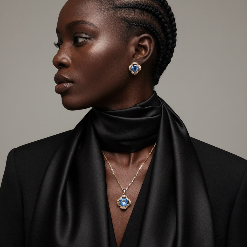 The Rosa Jewellery Set – 18k Gold Plated – Rose Pendant