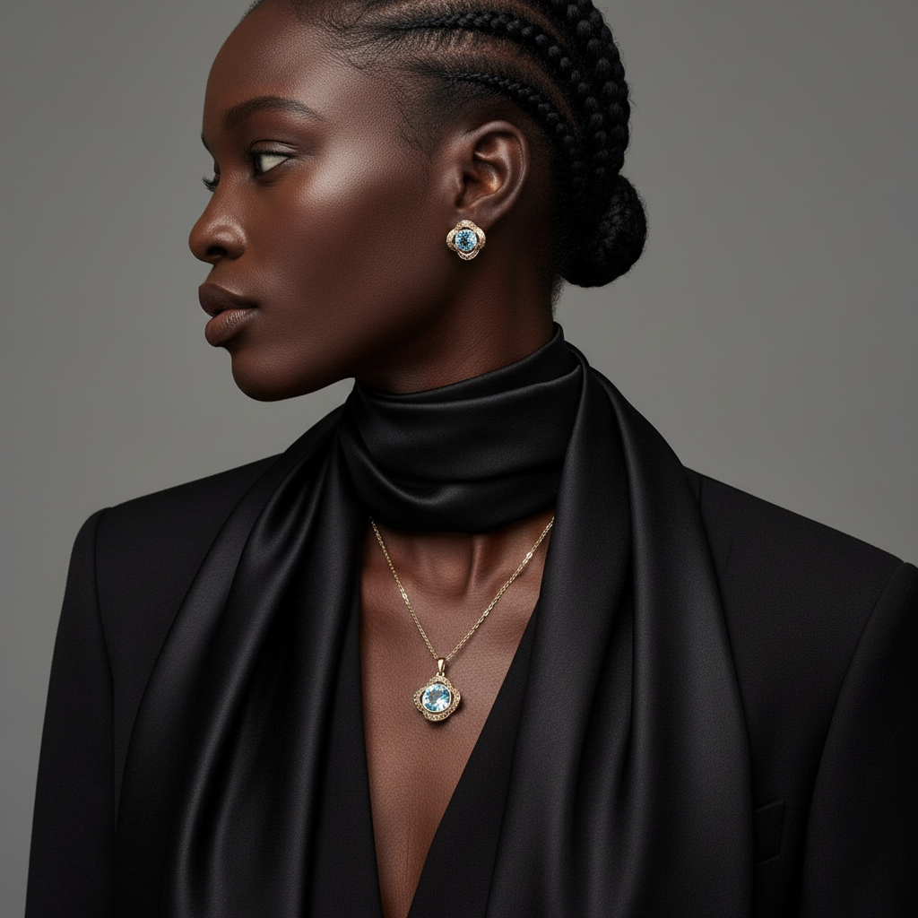 The Rosa Jewellery Set – 18k Gold Plated – Rose Pendant