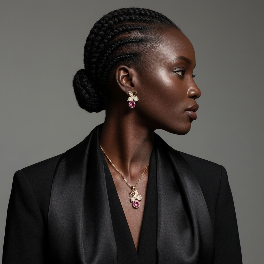 The Flora Jewellery Set – 18k Gold Plated – Flower Pendant