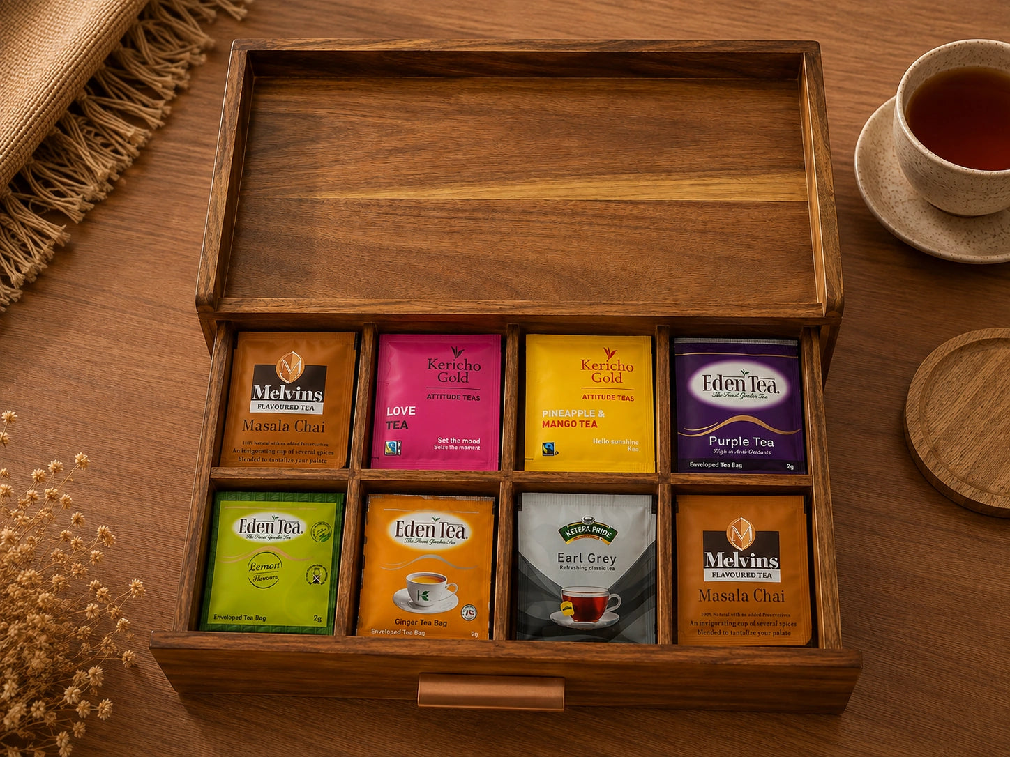 Acacia Wood Tea Box