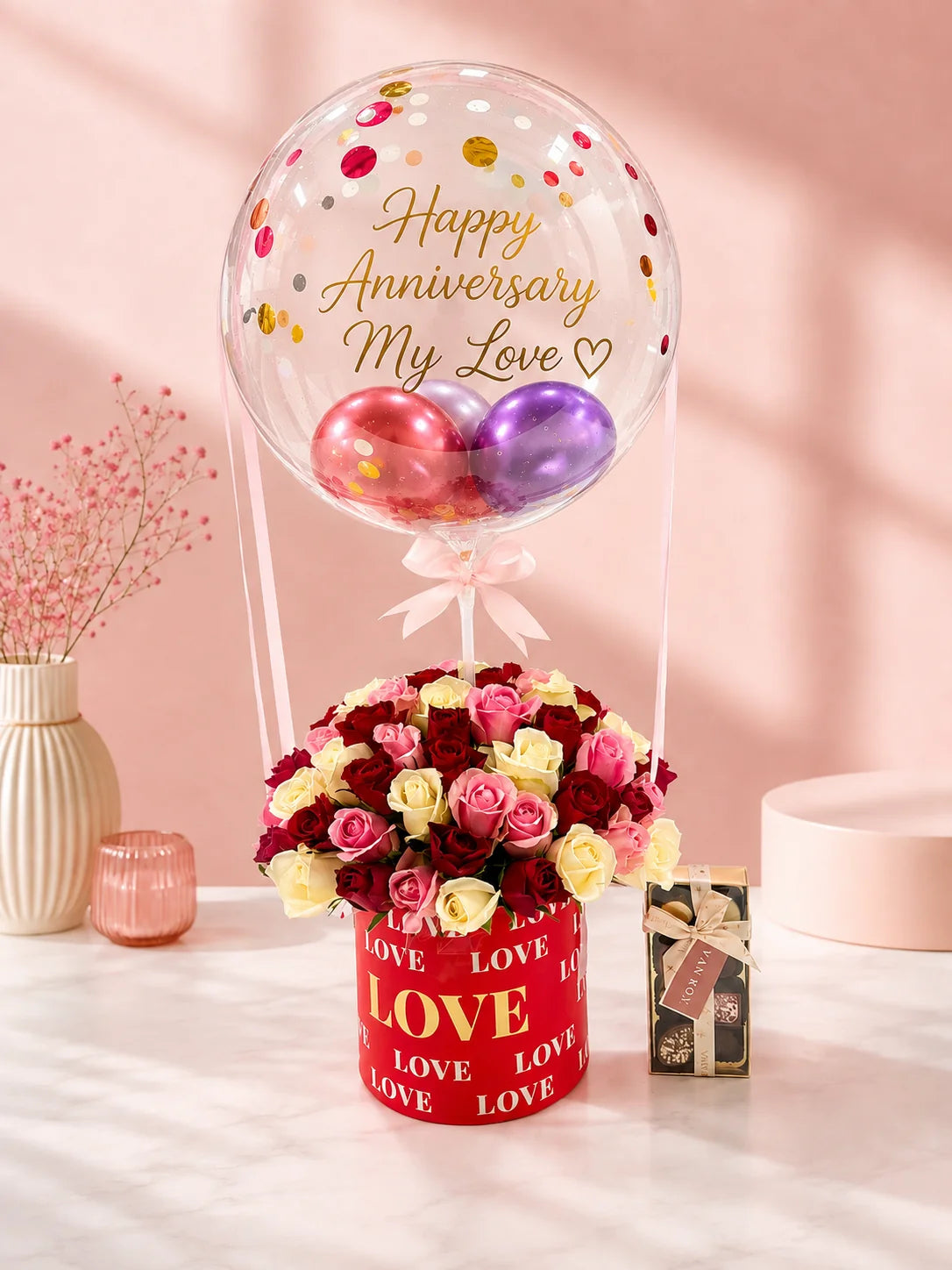 Mixed Roses & Kisses Hot Air Balloon