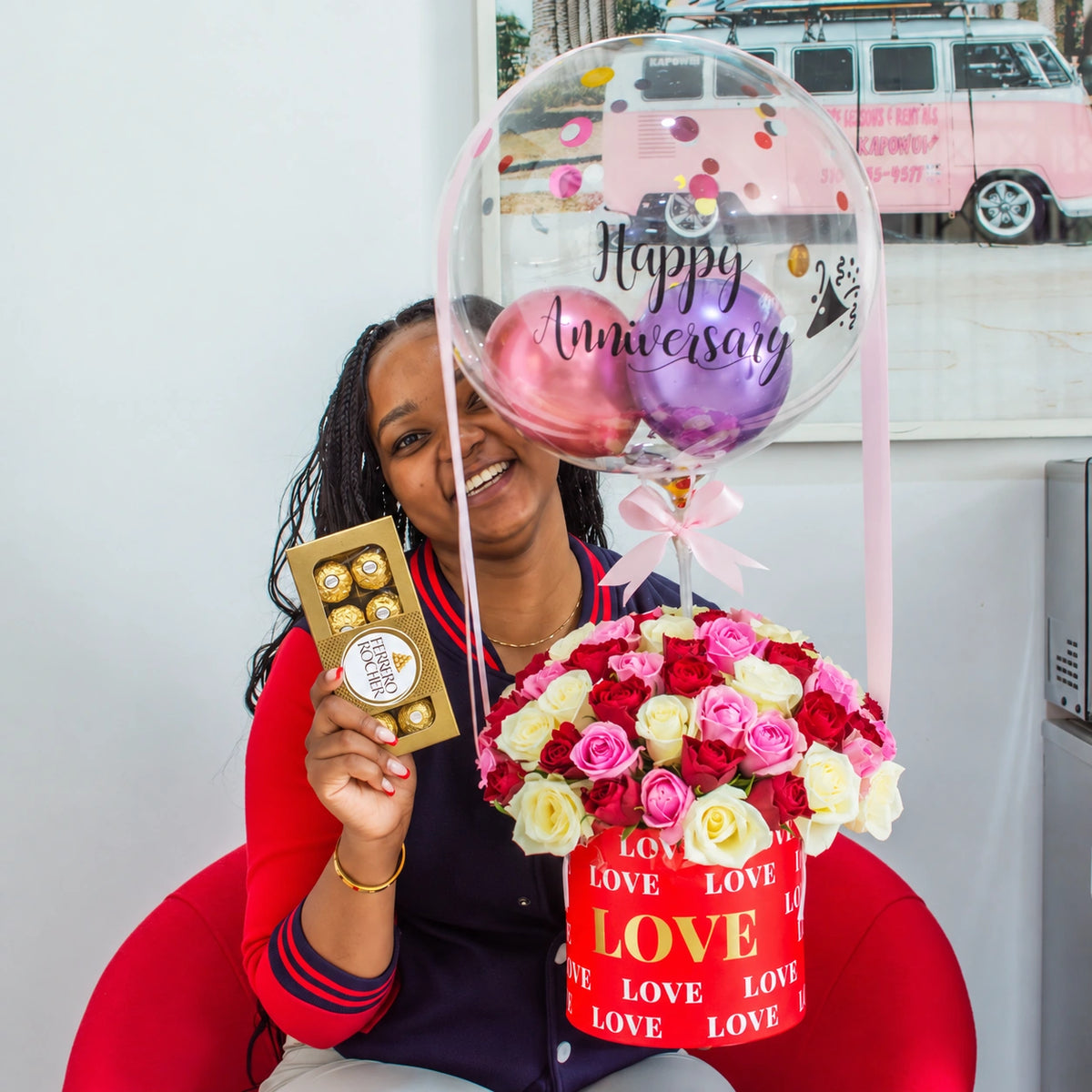 Personalised Mixed Roses & Kisses Hot Air Balloon